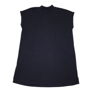EILEEN FISHER Organic Cotton Black Mock Neck Cap Sleeve Dress Size XL LBD